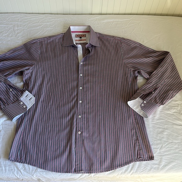 Pink Thomas Pink Slim Fit Gray & Pink long sleeve collared men’s dress shirt - Picture 14 of 14